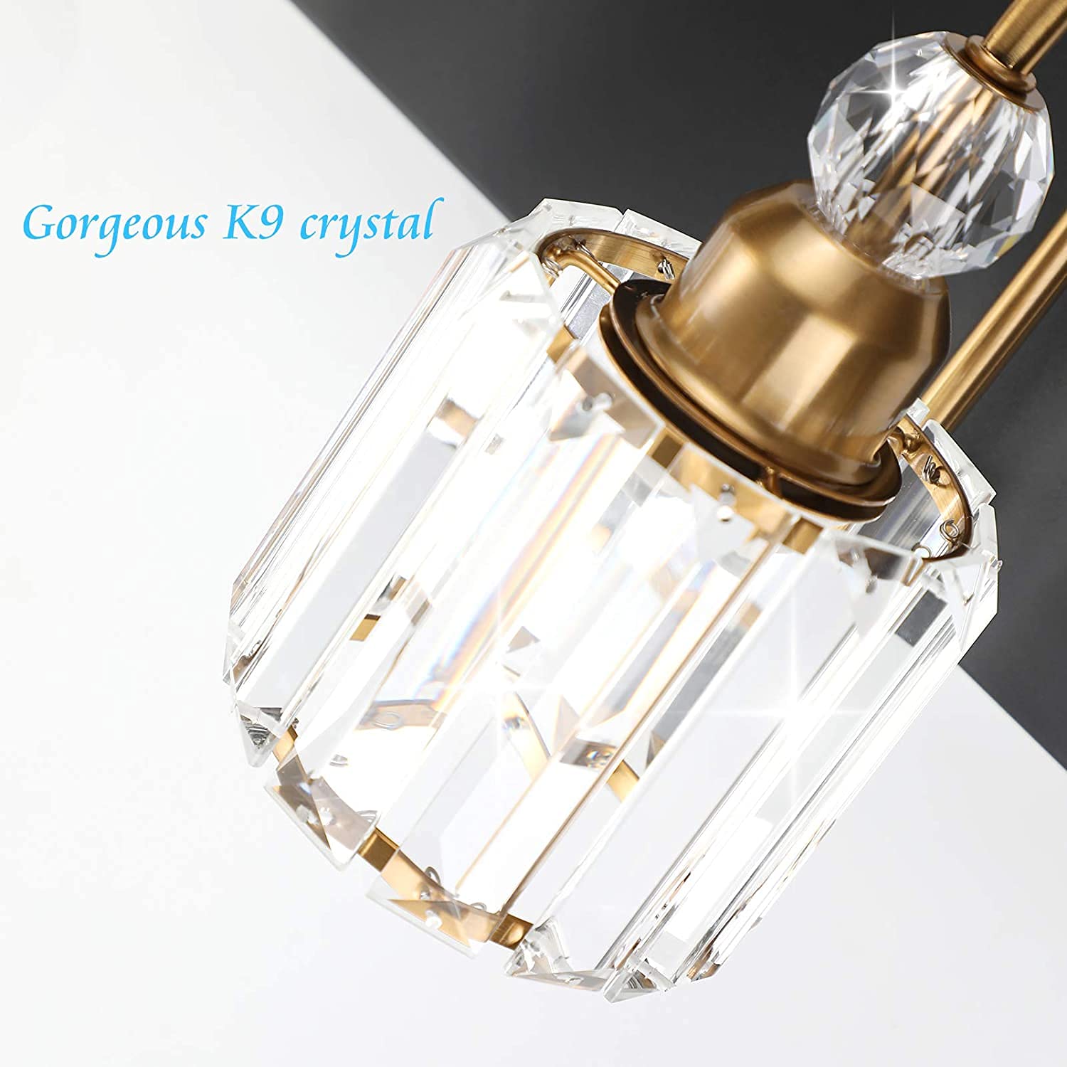 Ralbay 6-Light Modern Crystal Bathroom Vanity Light Fixture - Black Gold Finish for Mirror Lighting, Elegant Bathroom Decor, Spa & Dressing Room Illumination