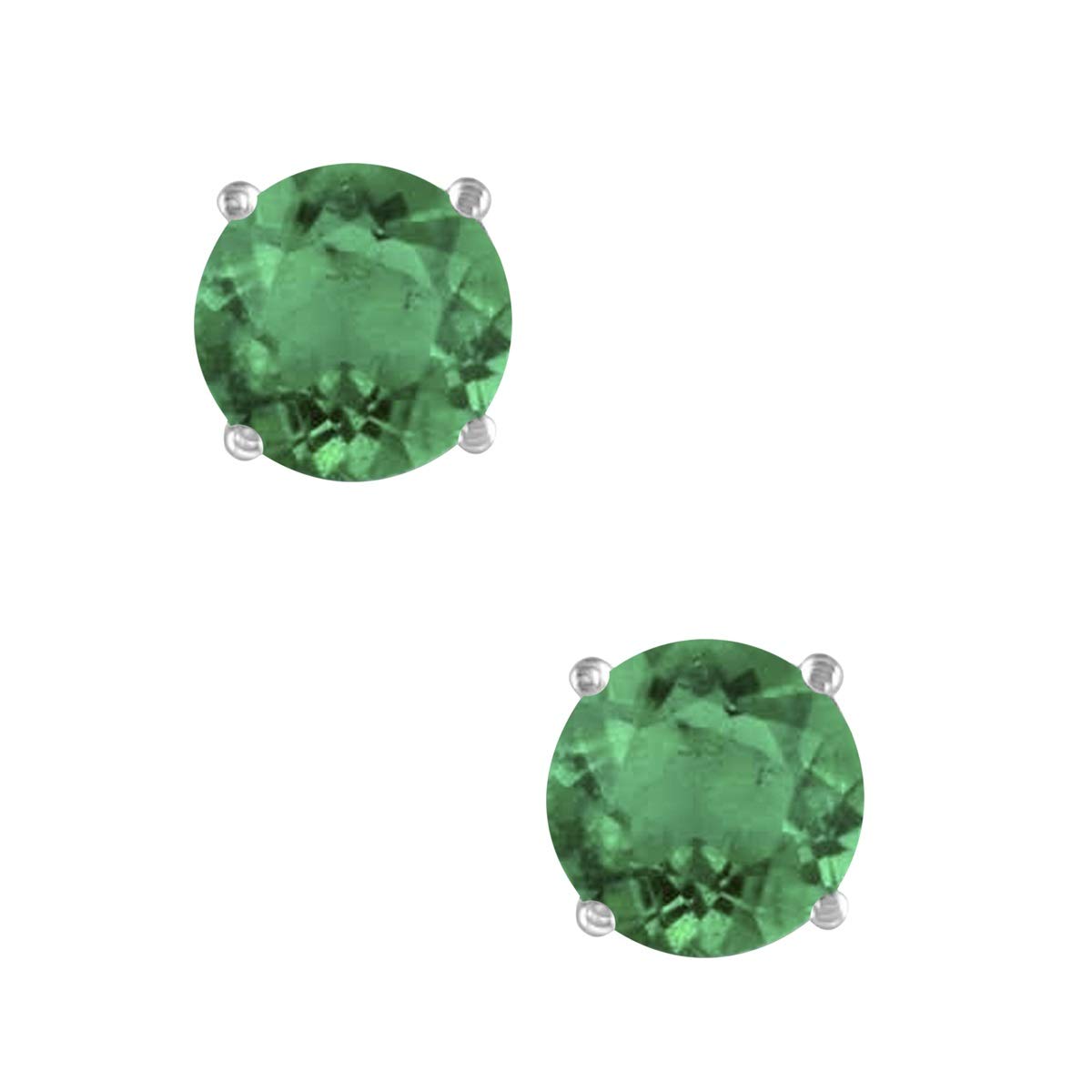 Natural 5mm Round Emerald Stud Earrings for Women - Prong-Setting Gemstone Wedding Jewelry Collection - Perfect for Bridal, Anniversary & Special Occasion Gifts