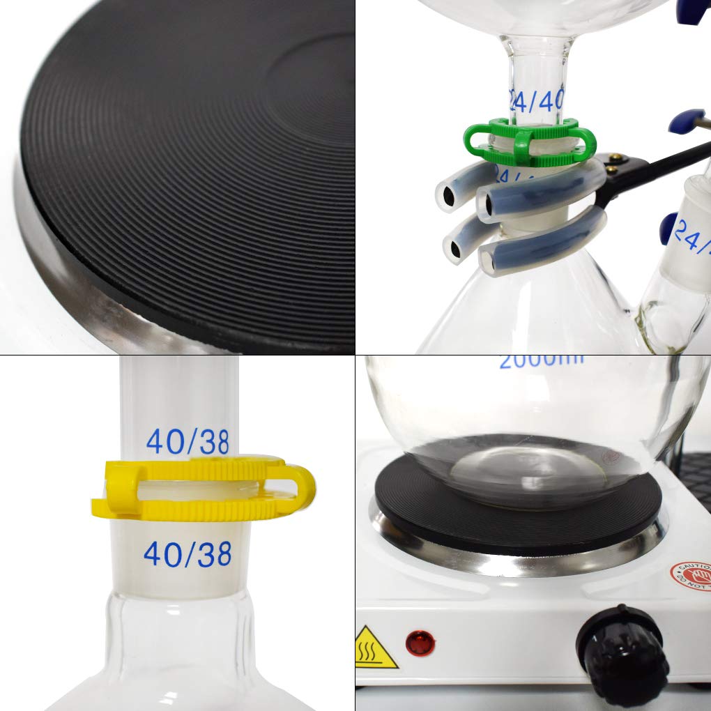 2000ml Essential Oil Distillation Kit with Graham Condenser, Hot Plate & Oil Separator - Lab Glass Steam Distiller for Aromatherapy, Herbal Extracts & Home Purification (Perfect for DIY Essential Oils, Hydrosols & Natural Remedies)