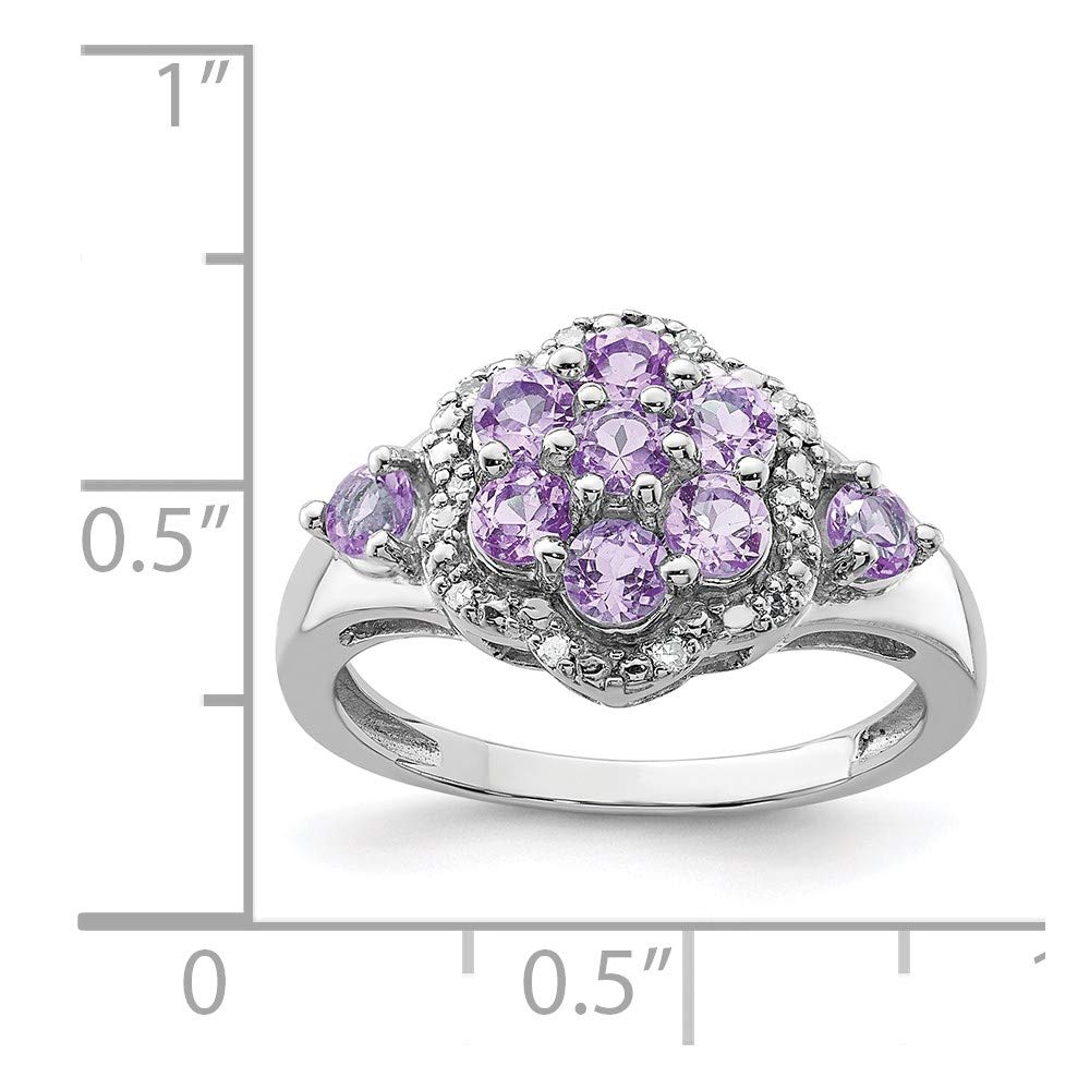 925 Sterling Silver Rhodium Plated Diamond & Pink Quartz Ring - Size 6 | Elegant Dainty Jewelry for Women, Perfect for Engagement, Wedding, Anniversary Gifts & Everyday Wear