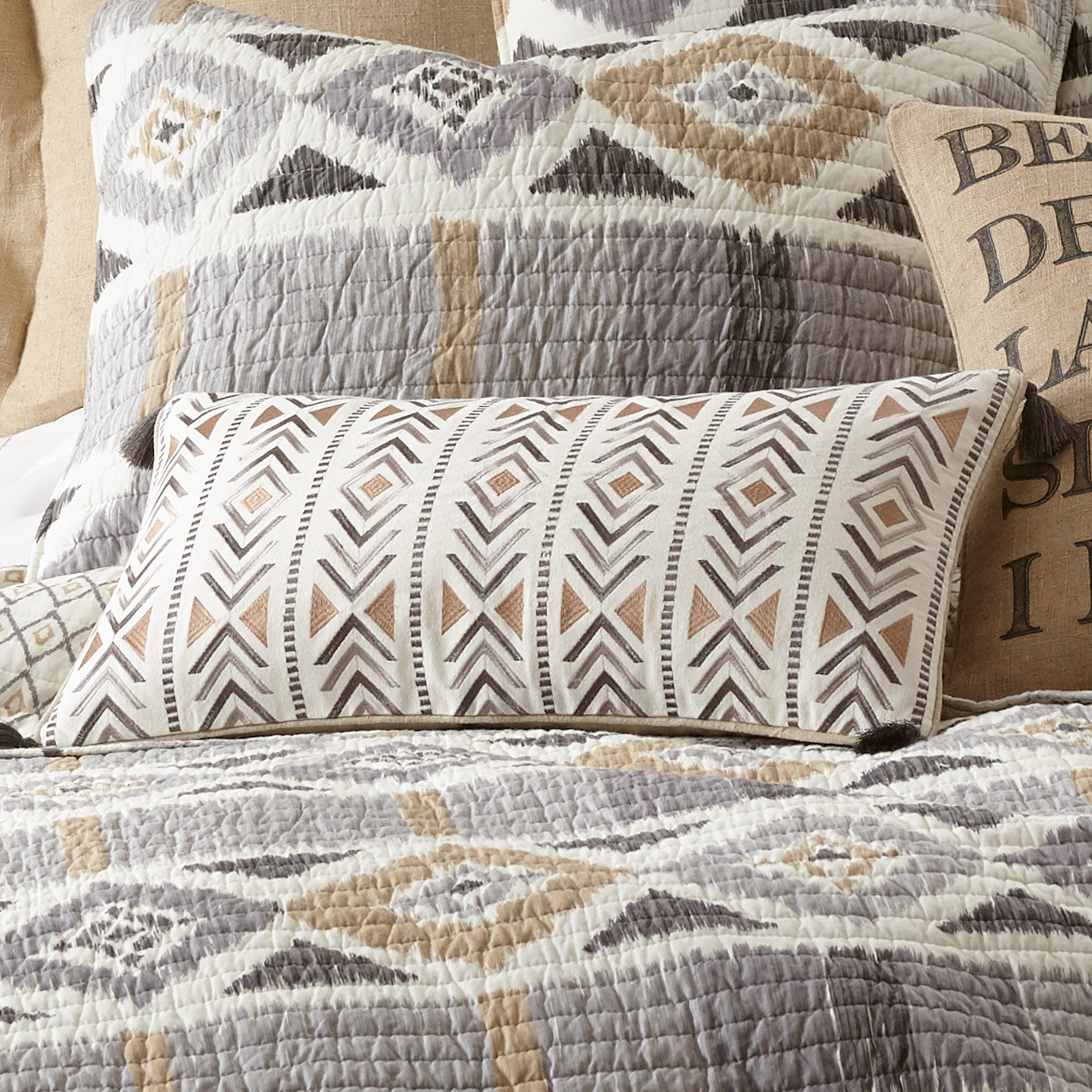 Santa Fe Embroidered Tassel Throw Pillow Cover - Southwestern Bohemian Home Decor for Couch, Bed, Sofa & Living Room