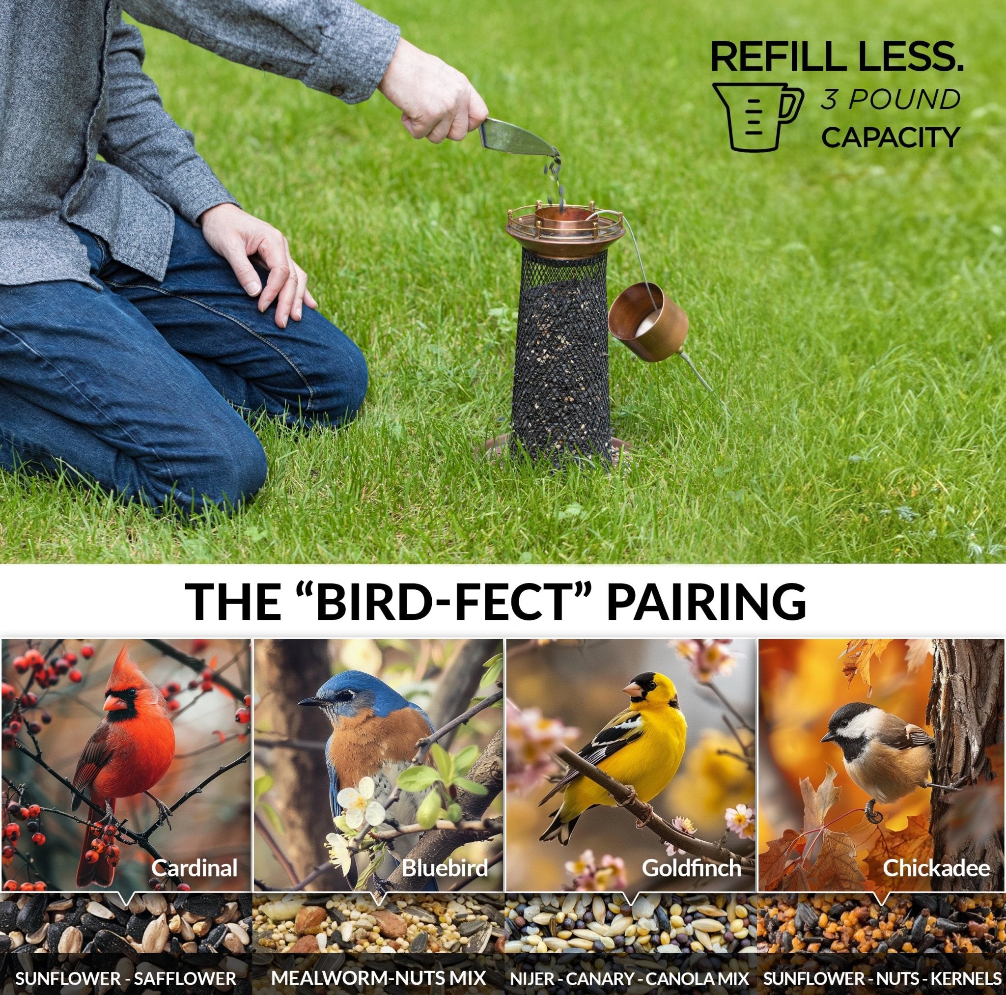 Copper Lighthouse Bird Feeder with Mesh Panels - Attract Wild Birds to Your Garden - Perfect for Outdoor Decoration & Bird Watching