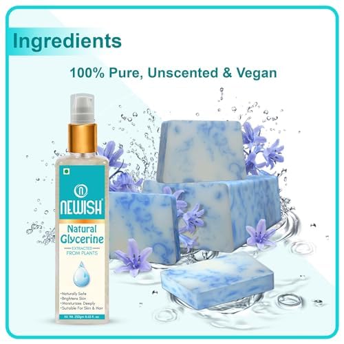 Pure & Unscented Glycerin for Skin Care - 100% Natural Glycerin Liquid for Face, Body & Hair - 250ml Bottle | Hydrating Moisturizer for Dry Skin, DIY Beauty Recipes & Soap Making