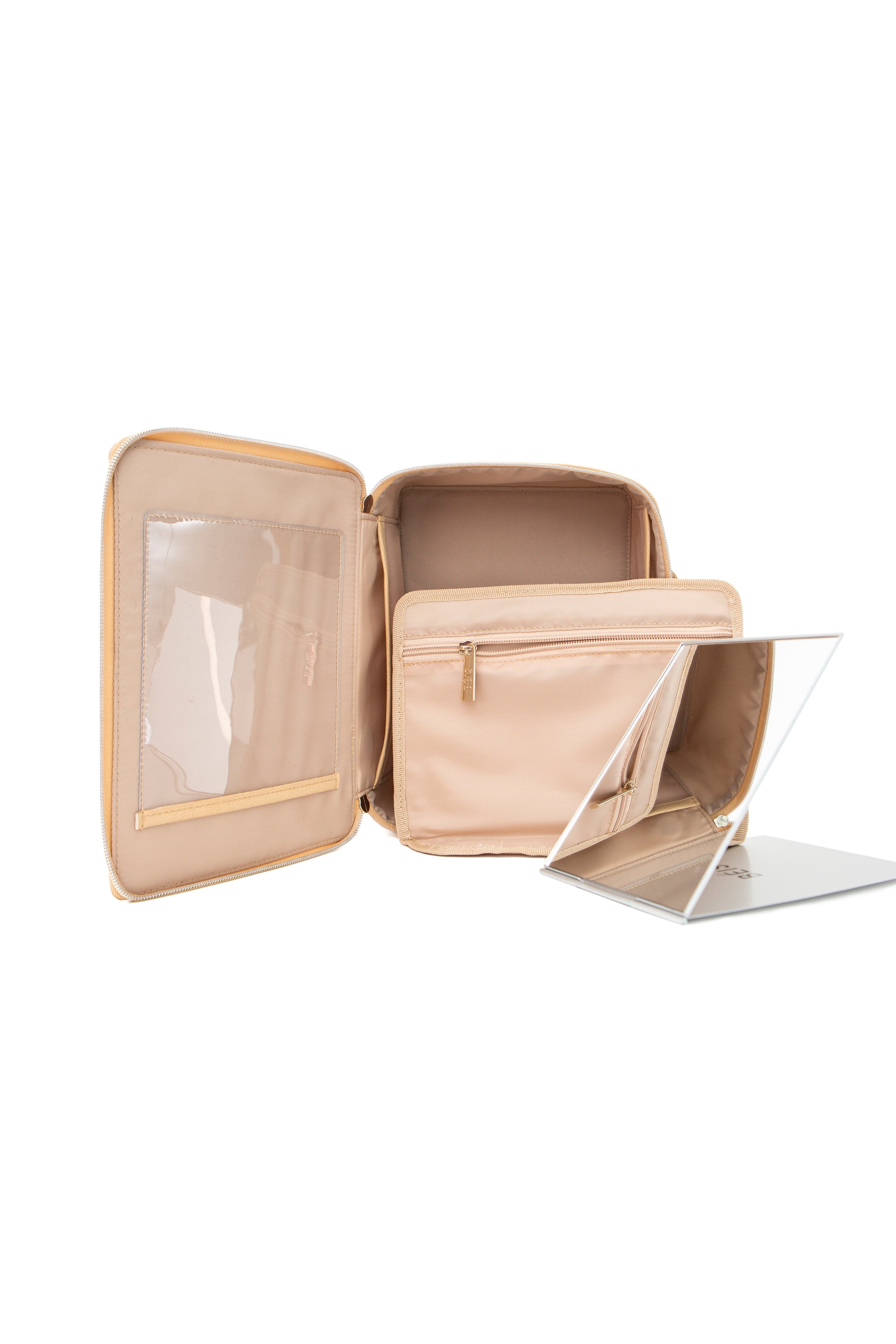 Stylish Beige Cosmetic Case - Travel Makeup Organizer for Women | Perfect for Travel, Home & Daily Use