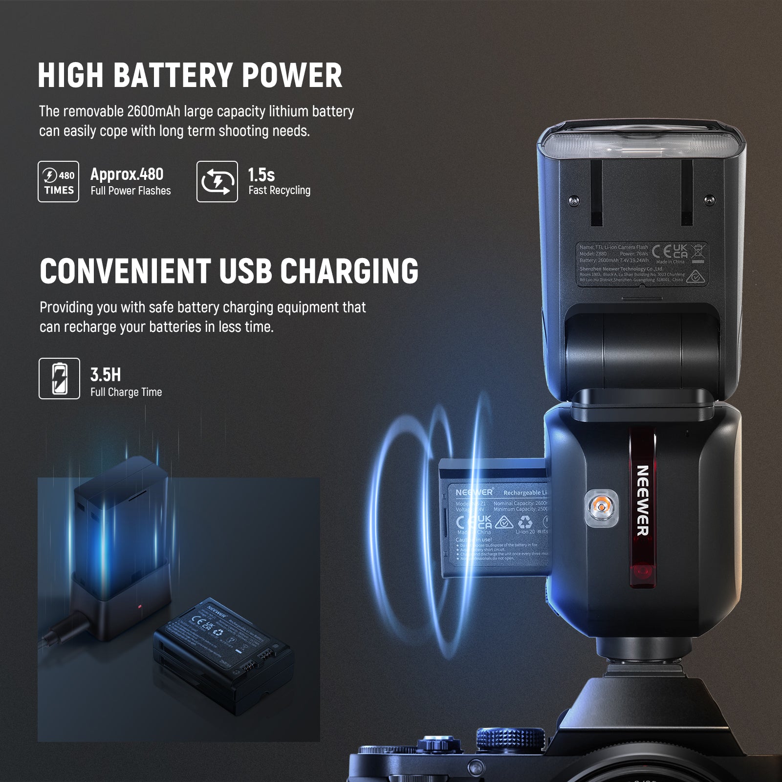 NEEWER Z880 2.4G TTL Camera Flash Speedlite for Canon Nikon Sony DSLR - Professional Photography Lighting for Portraits, Weddings & Events