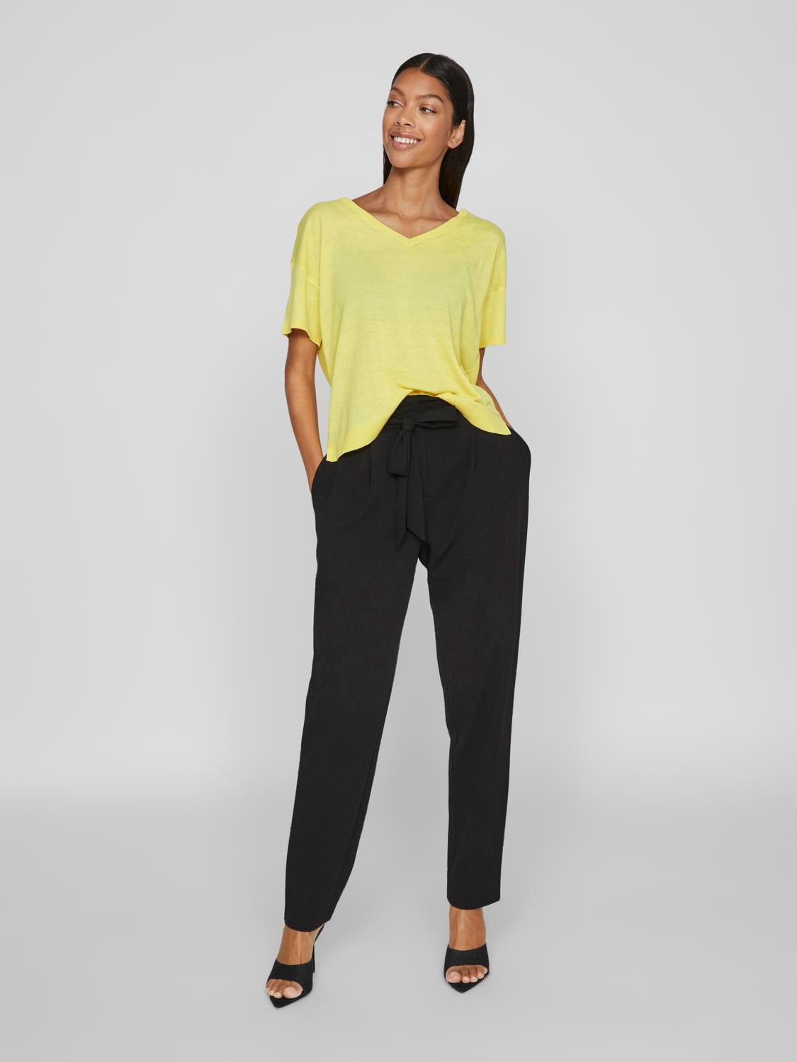 Beryl V Neck Knit Top for Women - Soft Sheen & Melange Blend Casual T-Shirt - Perfect for Work, Date Night & Everyday Wear