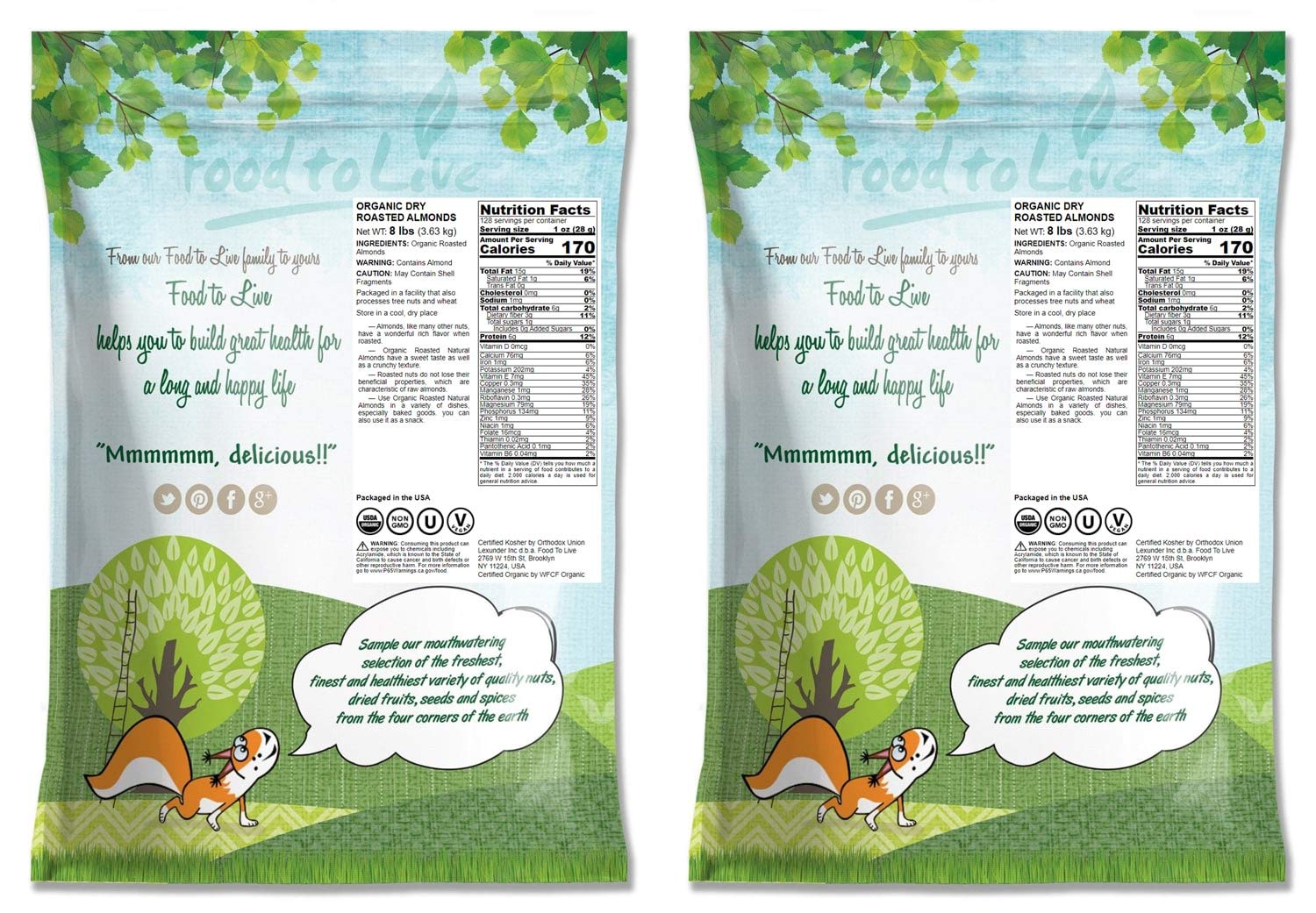 Organic Dry Roasted Almonds, 16 lbs - Non-GMO, Unsalted, Vegan, Keto, Paleo, Kosher | High Protein, Fiber, Vitamin E, Magnesium | Bulk Almonds for Snacking, Baking & Healthy Recipes