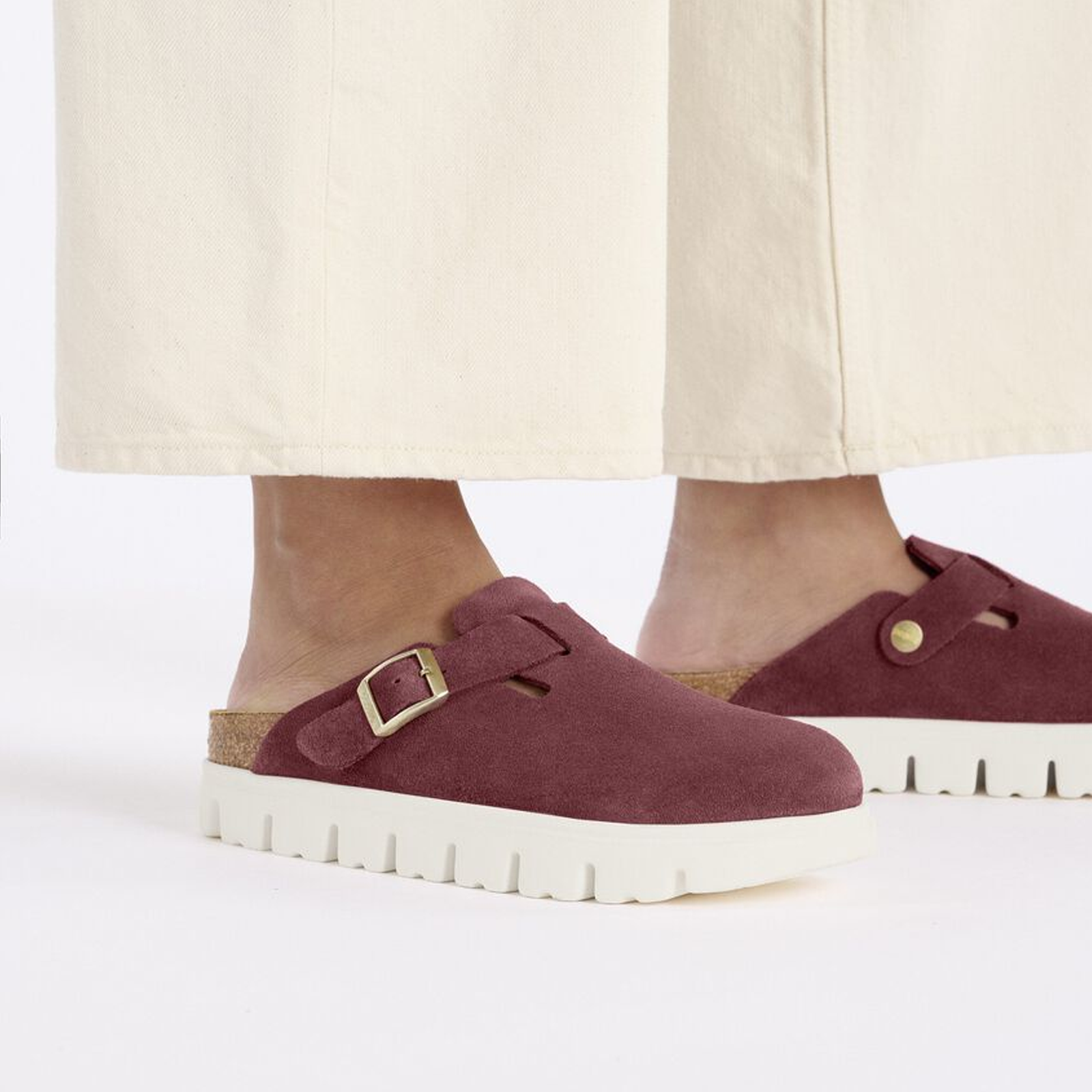 Birkenstock Boston Women's Chunky Narrow Clog - Berry Crush Suede | Comfortable Slip-On Shoes for Casual Wear, Home & Office