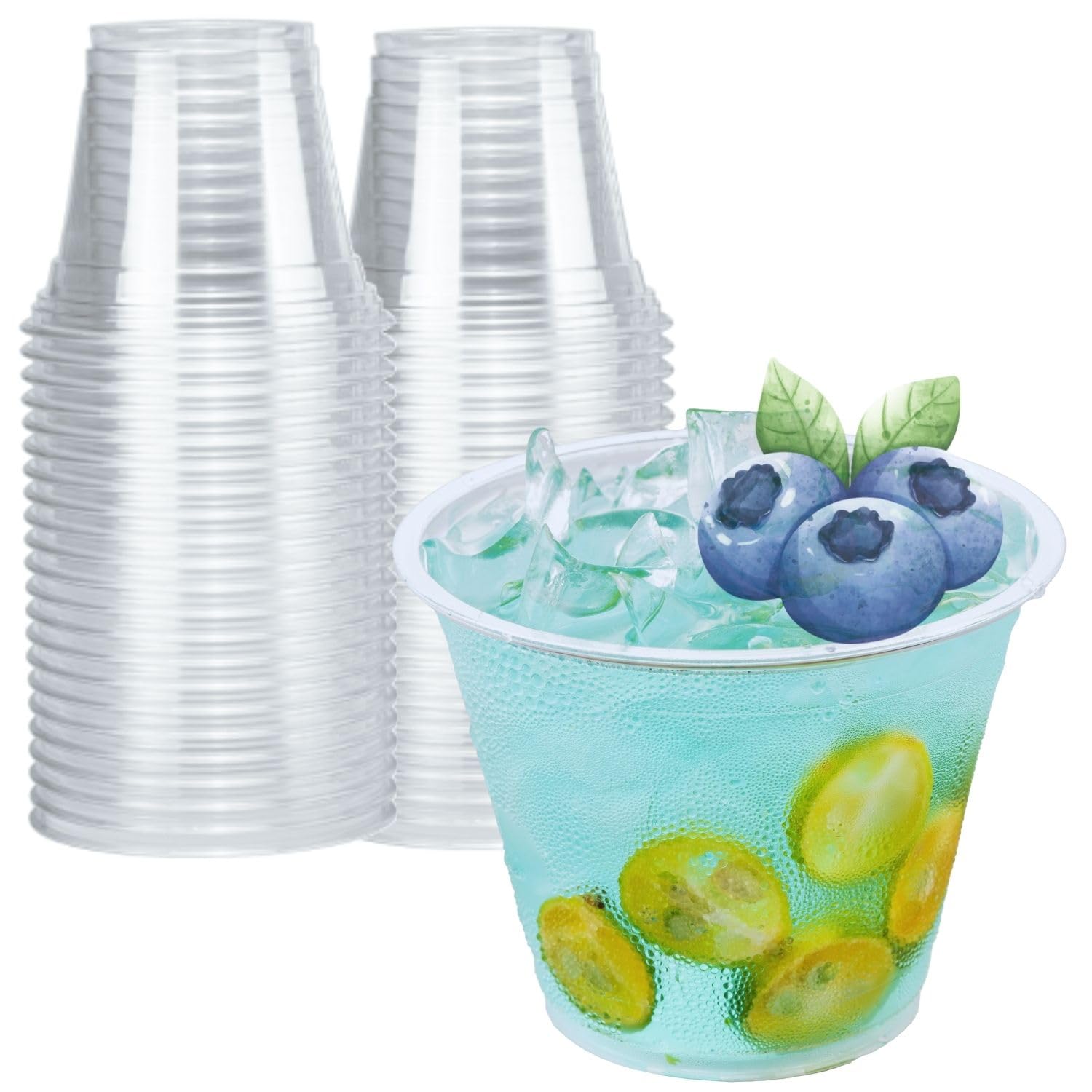 [50 Pack] 9 oz Clear Plastic Cups - Disposable Crystal Drinking Cups for Parties, Weddings & Holidays | PET Plastic Party Cups for Cocktails, Thanksgiving, Christmas & Everyday Use | Perfect for Beverages, Desserts & Social Gatherings