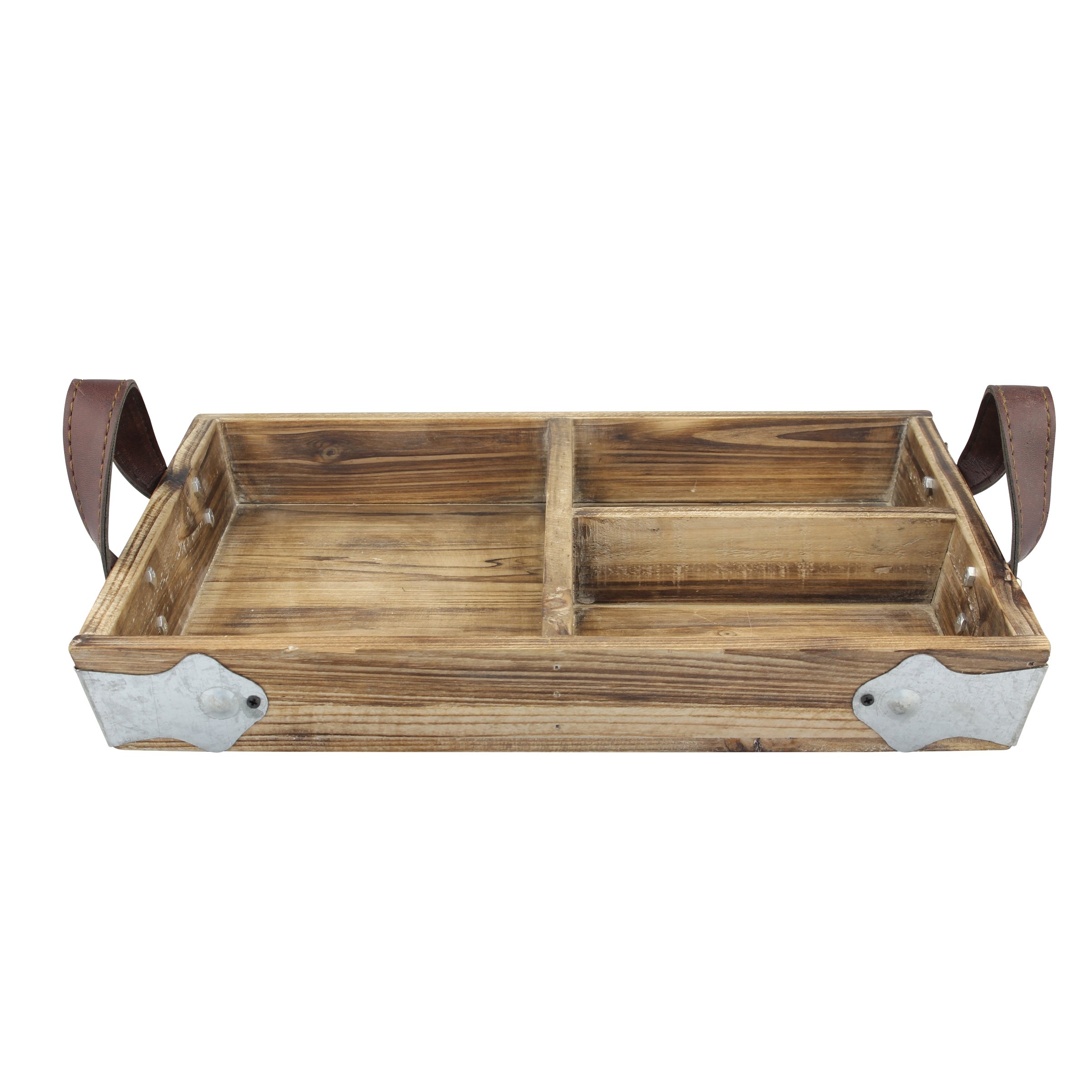 Rustic Wood Serving Tray with Leather Handles - Perfect for Parties & Home Decor