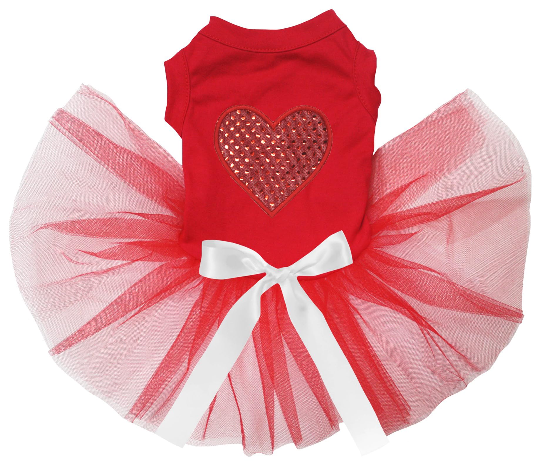 Petitebella Red Sequins Heart Puppy Dog Dress - Large Size for Small Dogs, Perfect for Parties & Special Occasions | Cute Pet Costume for Holidays & Photo Shoots