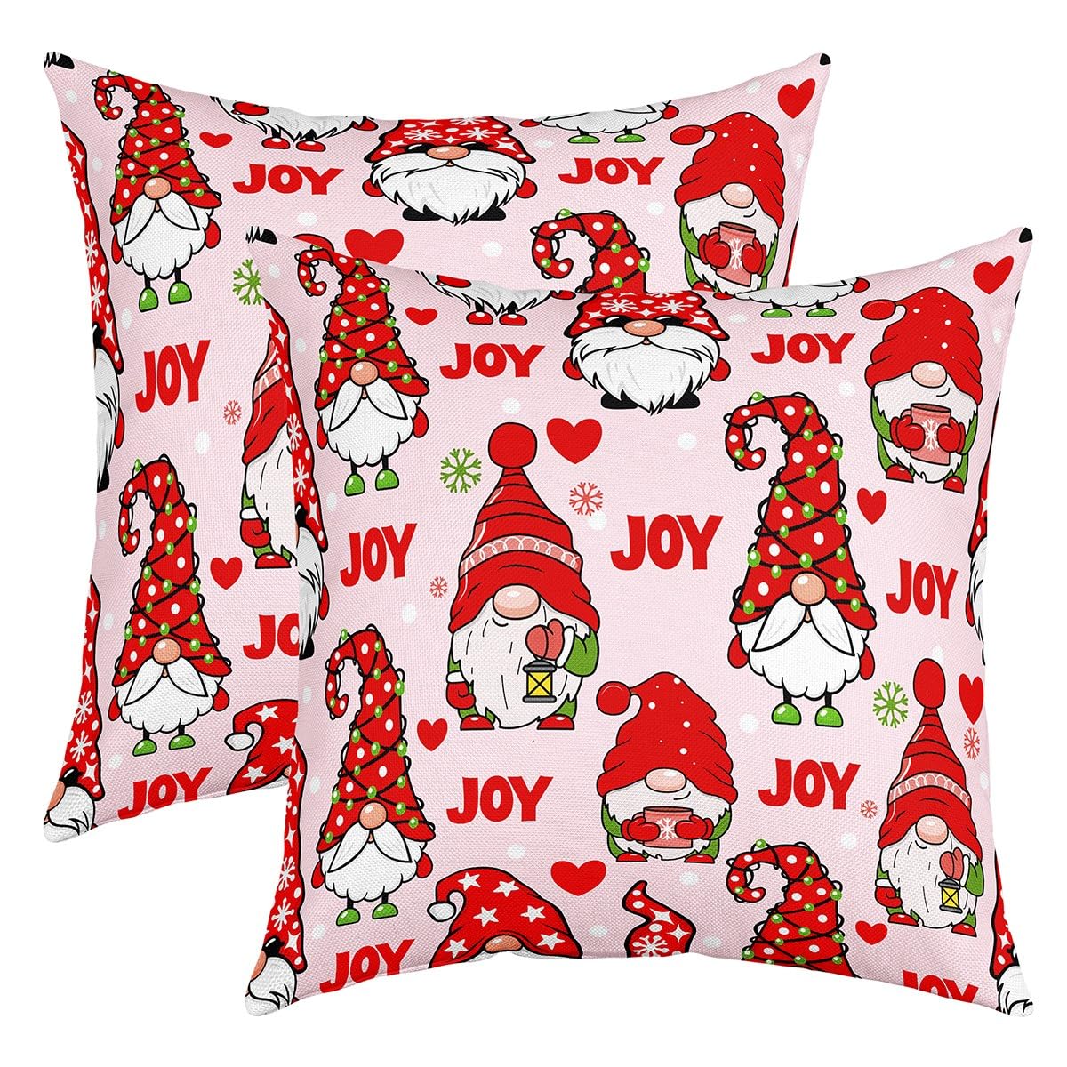 Festive Christmas Throw Pillow Covers 20x20 Inches - Set of 2 Santa Claus Cartoon Cute Holiday Cushion Cases for Sofa, Bedroom Decor - Soft Xmas Theme Home Decoration for Living Room & Dorm