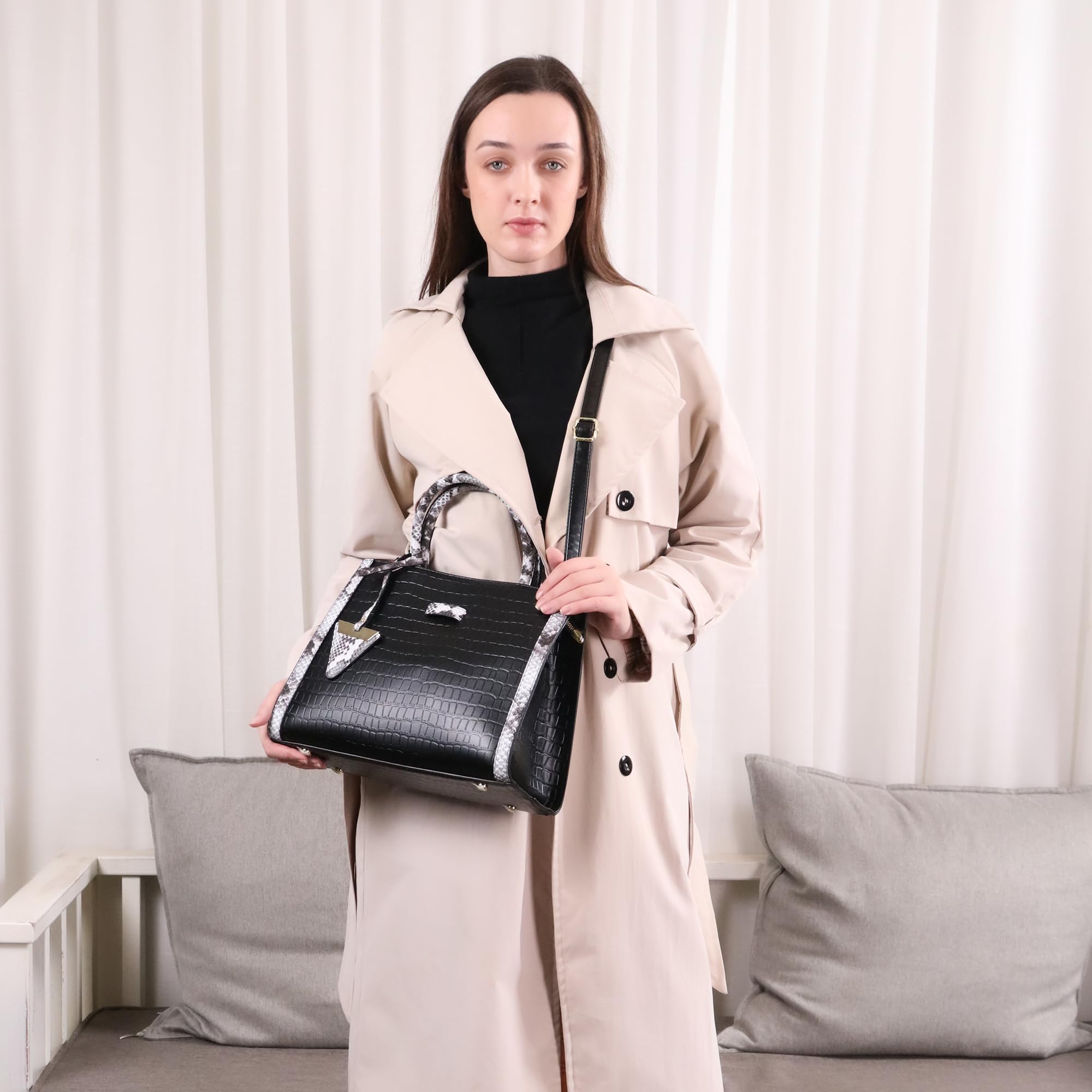 Luxury Vegan Leather Tote Bag for Women - Large Crossbody Designer Purse, Stylish Handbag for Work, Travel & Everyday Use