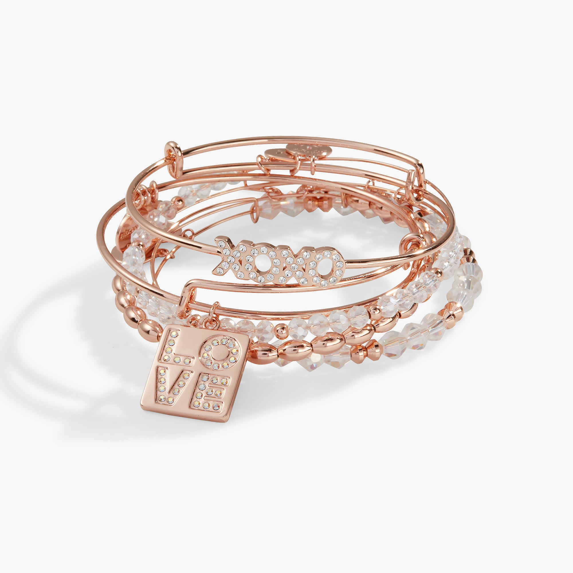 Better Than a Box of Chocolates 'LOVE' Charm Bangle Set of 5 - Romantic Gift for Valentine's Day, Anniversary & Special Occasions