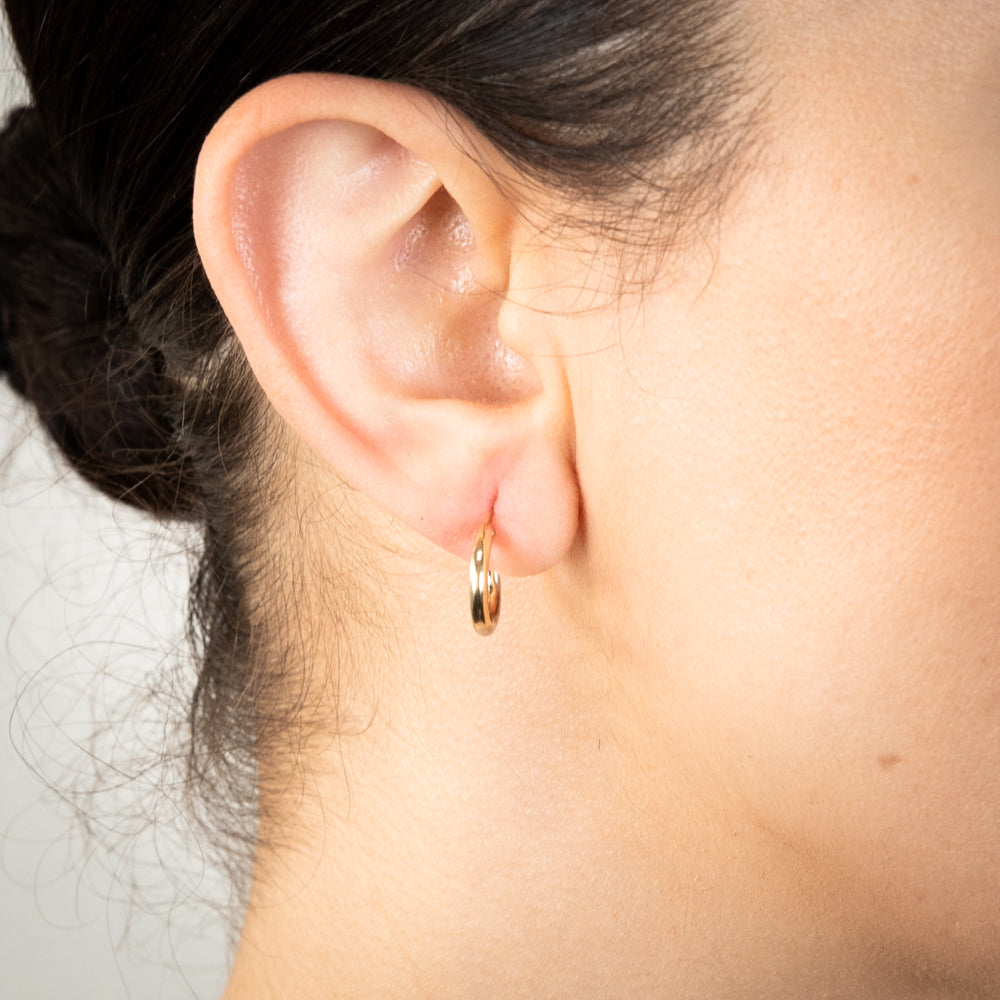 9ct White and Yellow Gold Two-Tone 12mm Sleeper Hoop Earrings for Women - Comfortable Sleep & Everyday Wear - Perfect Gift for Her