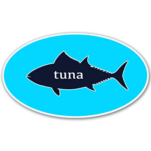 AK Wall Art Tuna Oval Blue Vinyl Sticker - Waterproof Decal for Laptop, Car, Phone - Choose Your Size - Perfect for Home, Office & Gift Decor
