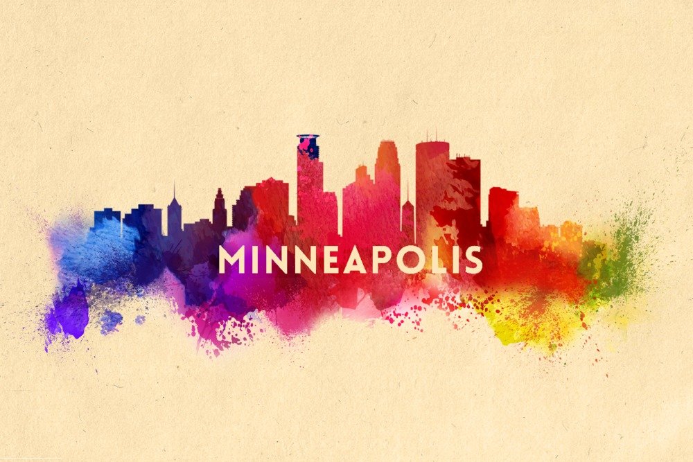 Minneapolis Minnesota Skyline Abstract Art Print - 12x18 Travel Poster Wall Decor for Home, Office & Gift Ideas