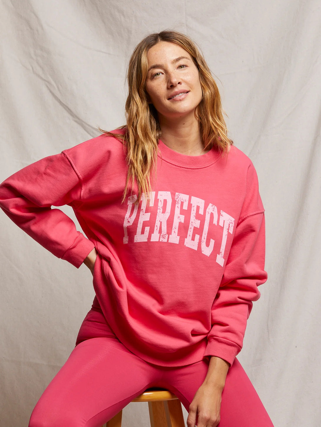 Perfect Sweatshirt Top - Soft Pink Bloom Print Women's Casual Pullover | Cozy Lounge Wear & Street Style Fashion