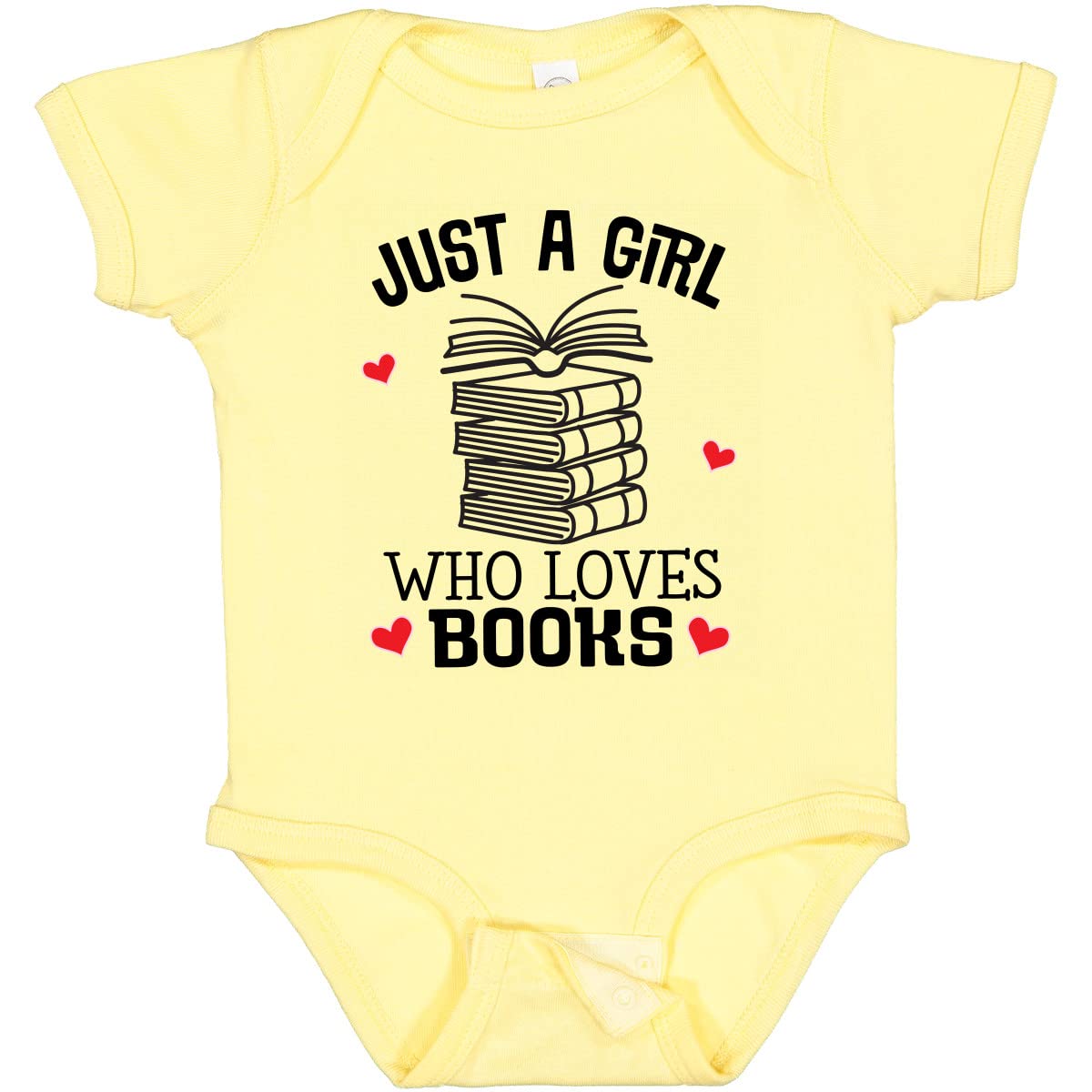 Inktastic Just a Girl Who Loves Books Baby Bodysuit - Cute Book Lover Outfit for Infants, Reading-Themed Baby Shower Gift & Library Visit Onesie
