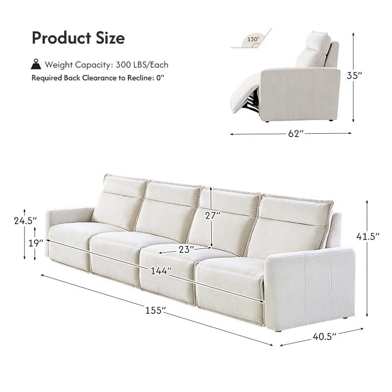 Essentia Power Reclining Corner Sofa - Easy Care Fabric Sectional Couch with USB Charging for Living Room, Home Theater & Family Room Comfort
