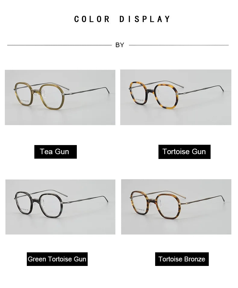 Stylish Unisex Titanium Acetate Eyeglasses - Oval & Square Full Rim Frame 71311 | Lightweight Durable Glasses for Work, Reading & Fashion