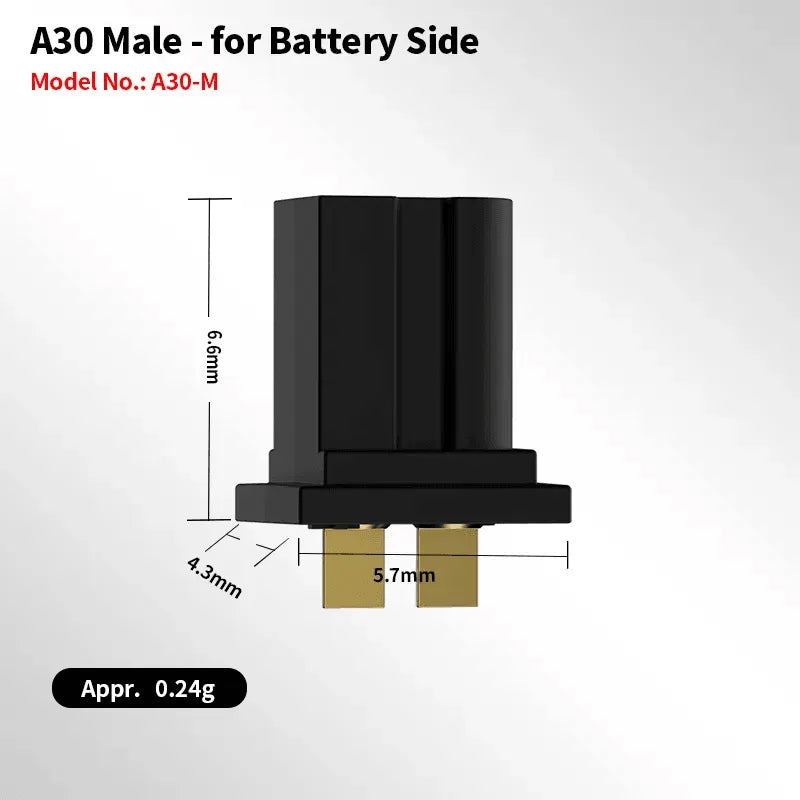 GNB A30 Male & Female Connector for FPV Whoop Drones & LiPo Batteries - 10 Pack - Perfect for DIY Drone Builds, RC Models & FPV Racing Accessories