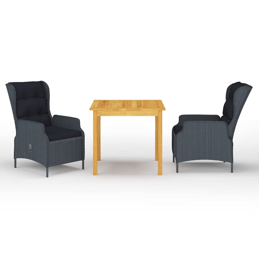 3-Piece PE Rattan Patio Dining Set with 33.5