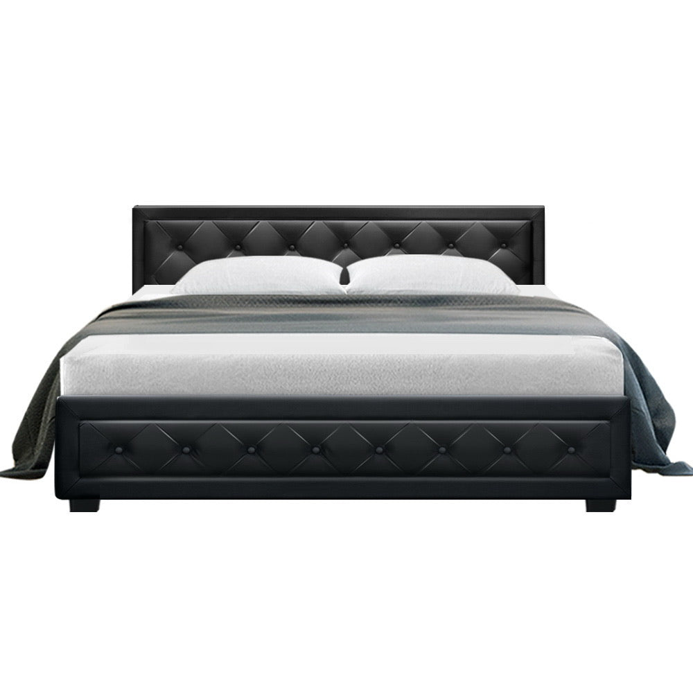 King Size Bronte Bed Black & Bonita Euro Top Medium Firm Mattress - Premium Support for Back Pain Relief, Perfect for Master Bedrooms & Guest Rooms