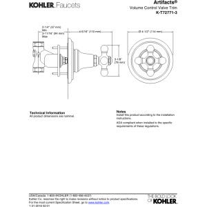 KOHLER T72771-3-2BZ Artifacts Oil Rubbed Bronze Shower Valve Trim Kit - Perfect for Bathroom Remodel & Luxury Shower Upgrade
