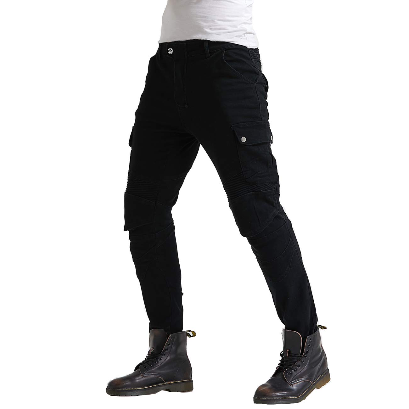 Takuey Motorcycle Riding Jeans for Men - CE Level 2 Certified Knee & Hip Armor (4X Upgraded Protection) - Black - Size 30 - Durable Biker Pants for Commuting & Adventure Riding