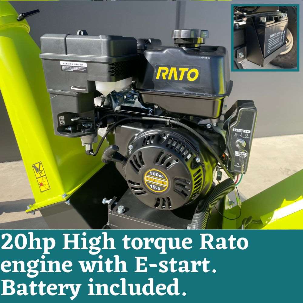 Forestwest 150mm Wood Chipper Shredder - 20HP Petrol Engine with Electric Start (Model BM11062) - Perfect for Garden Waste, Landscaping, and Yard Maintenance