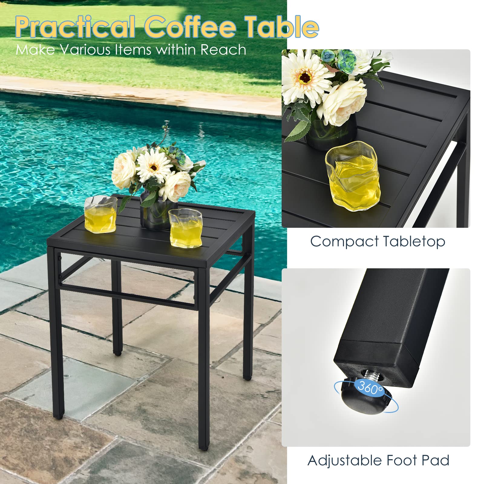 Tangkula 3-Piece Patio Bistro Set - PE Rattan Chairs & Coffee Table, Outdoor Conversation Furniture with High Backrest & Rust-Resistant Steel Frame - Perfect for Patio, Garden, Poolside, Backyard & Balcony (Mix Gray) | Ideal for Relaxing, Entertaining & Outdoor Dining