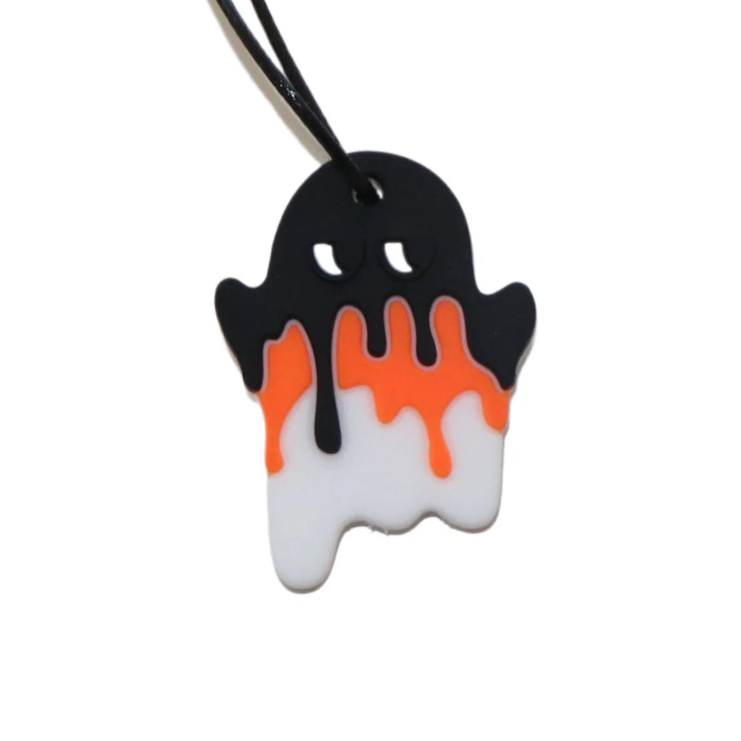 Sensory Chew Necklace for Kids & Adults - Spooky Ghost Design - BPA-Free Chewing Jewelry for Anxiety Relief, Autism, ADHD, and Oral Motor Stimulation - Perfect for Halloween, Sensory Play, and Stress Relief