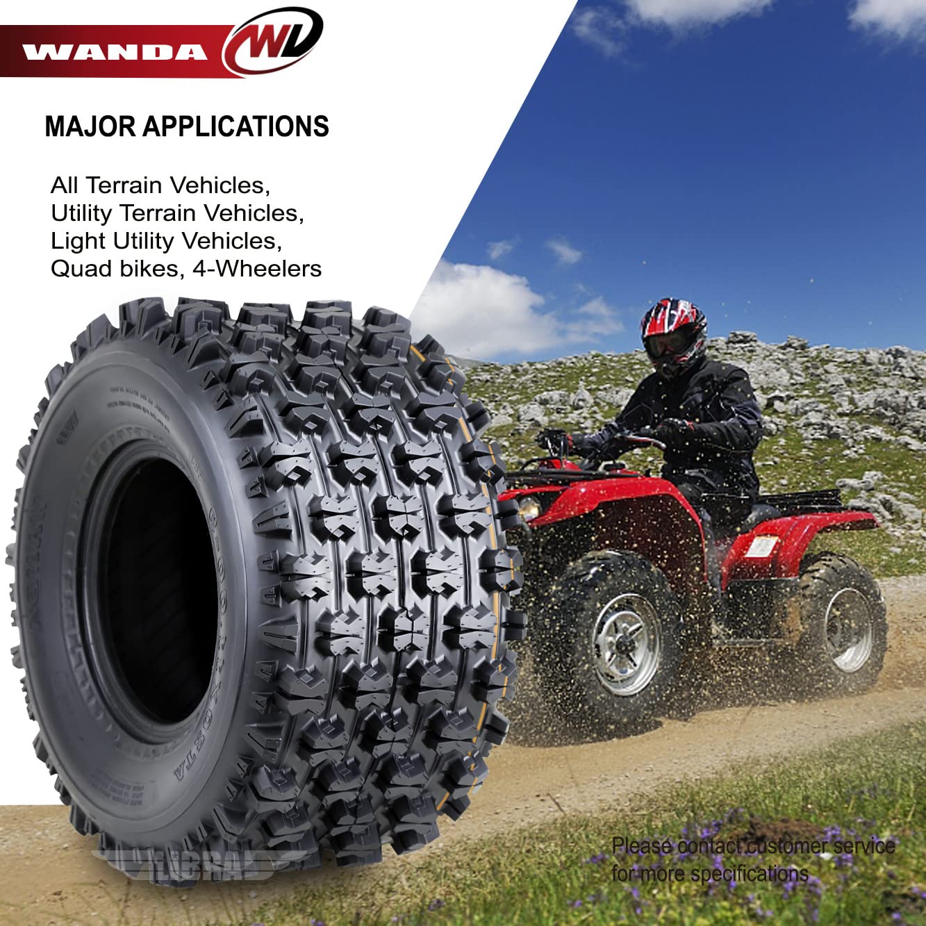 WANDA Set of 4 ATV Tires 21x7-10 & 20x11-9 for KYMCO Mongoose 250 270 300 - GNCC Racing Tires for Off-Road, Trail Riding & Mud Terrain