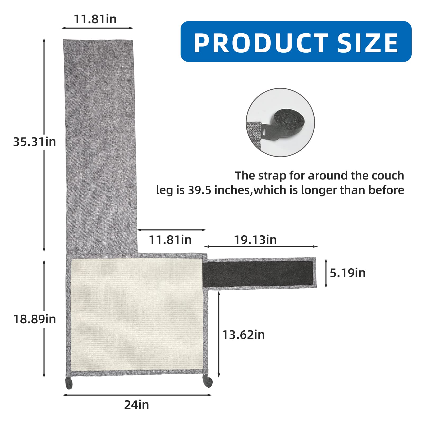 Natural Sisal Cat Scratch Furniture Protector - Sofa, Couch & Chair Protector for Indoor Cats | Prevent Scratches & Damage to Home Furniture | Perfect for Living Room, Bedroom & Home Office