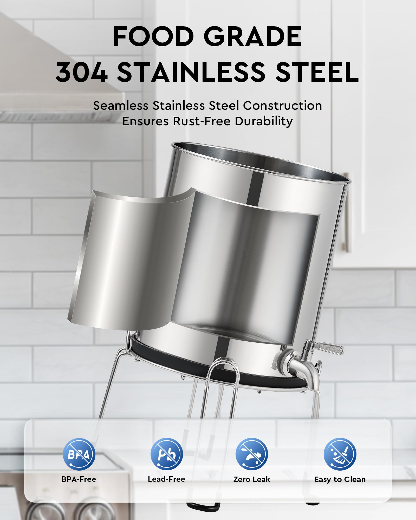 CO-Z 2.25 Gallon Gravity-Fed Water Filter System - NSF/ANSI 42 Certified Countertop Water Purifier with 4 Carbon Filters, Stainless Steel Design & Spigot - Perfect for Home, Office, Camping & Emergency Preparedness