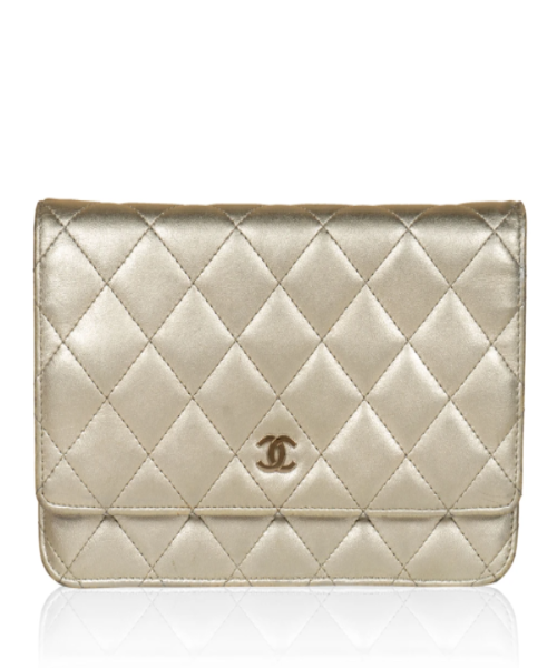 Chanel Wallet On Chain WOC Quilted Lambskin Grey Silver-Toned Crossbody Bag for Women | Luxury Designer Handbag for Parties, Date Night & Everyday Use
