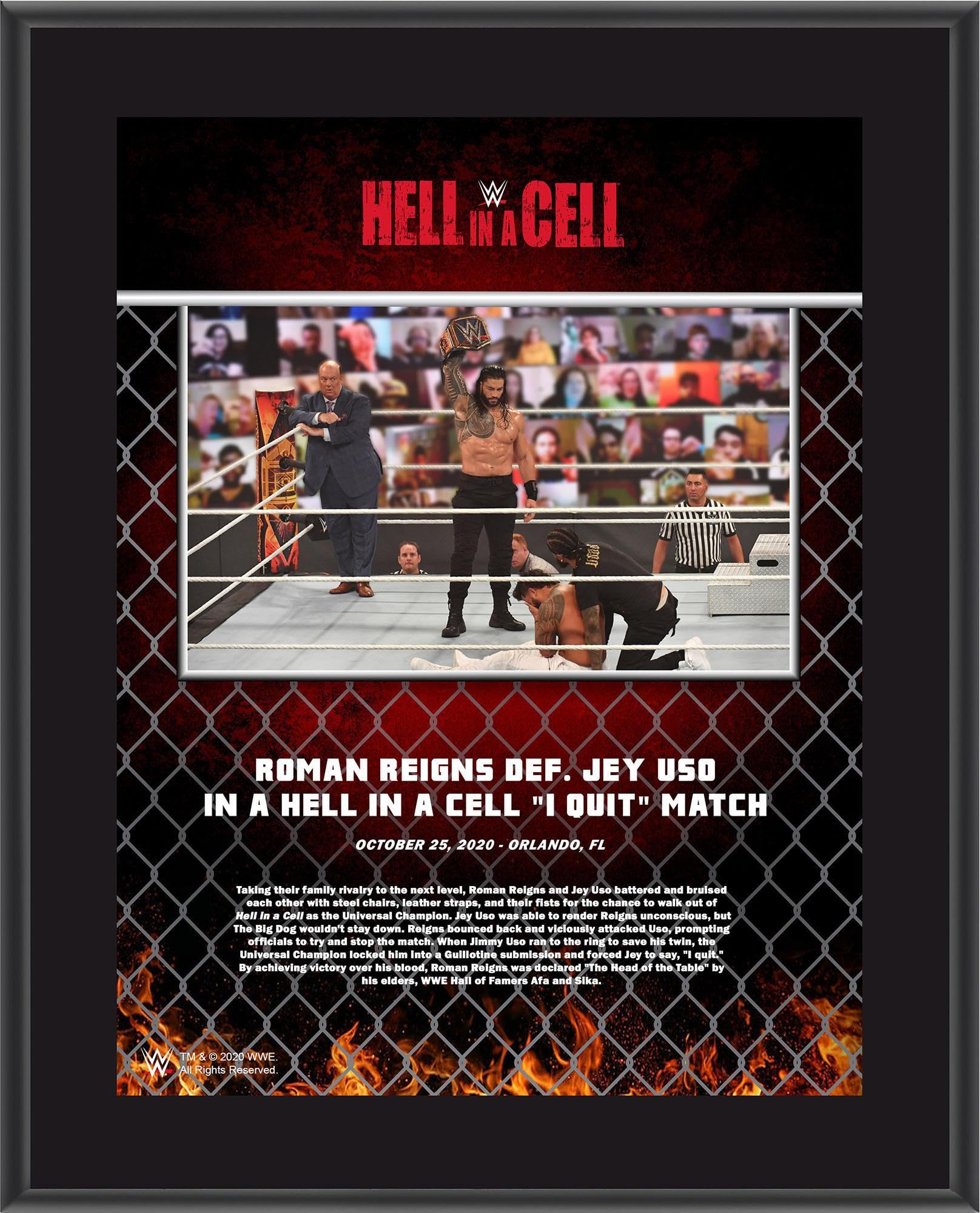 Roman Reigns WWE 10.5x13 Inch 2020 Hell In A Cell Sublimated Wrestling Plaque - Collectible Memorabilia for WWE Fans, Man Cave Decor, Sports Room Display