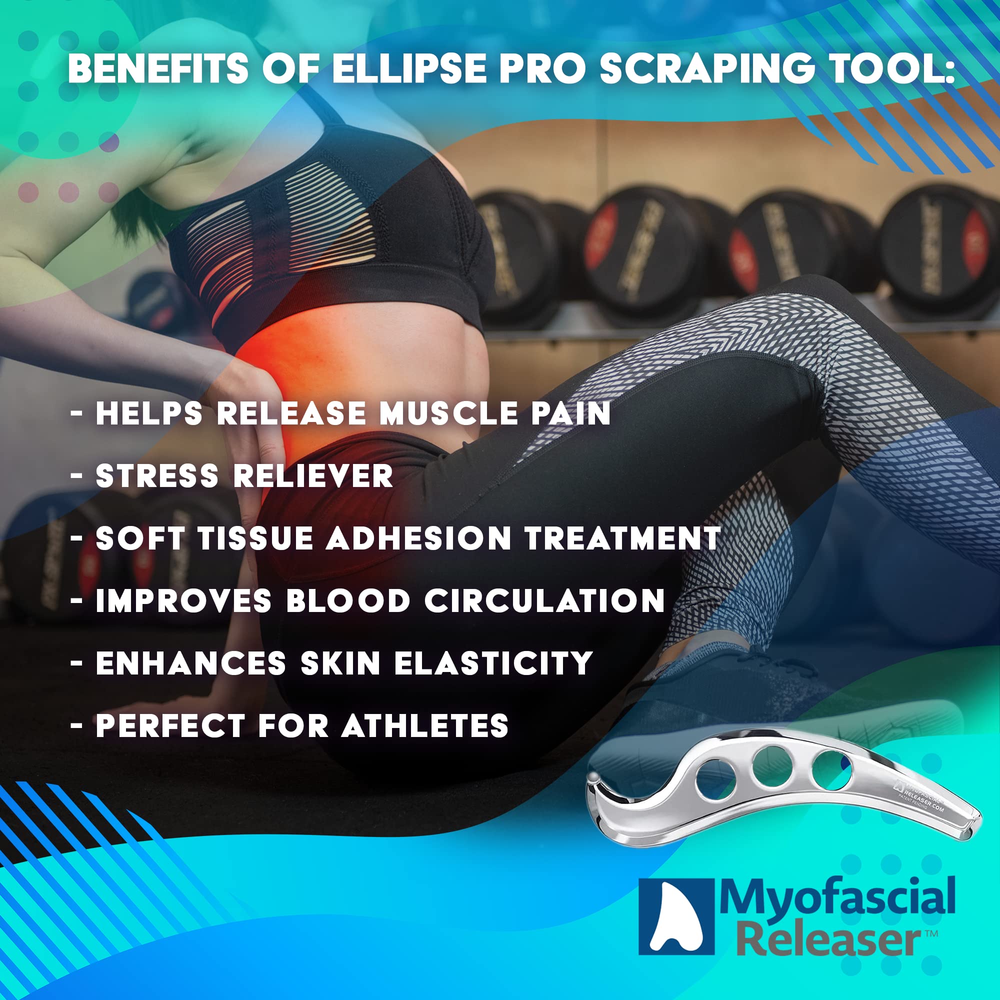 Professional Muscle Scraper Tool - Patented IASTM Massage Therapy Tool for Physical Therapy & Myofascial Release - Medical Grade 304 Stainless Steel GuaSha Body Scraper - Ellipse Pro - Perfect for Athletes, Chiropractors & Home Recovery