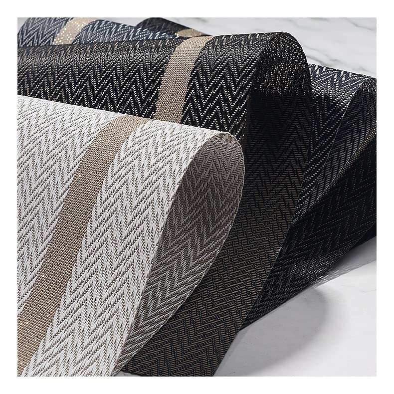 Premium 6-Piece Black Placemat and Table Runner Set - Elegant & Durable Table Decor for Dining Room, Wedding Banquet, Hotel Events - Washable & Stain-Resistant for Daily Use