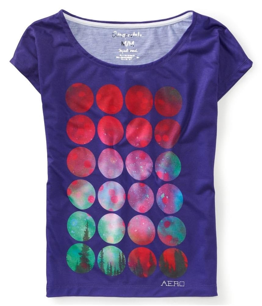 AEROPOSTALE Women's Purple Dots Circle Bubbles Design Pullover Blouse Size Small - Casual Chic Top for Work, Date Night & Everyday Wear