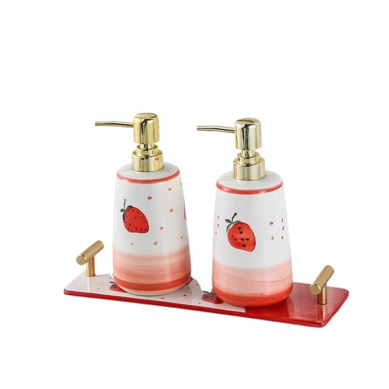 Ceramic Press Lotion Bottle Set - Empty Travel Shampoo Dispenser Bottles for Home & Travel Use | Perfect for Toiletries, Cosmetics & Skincare Products