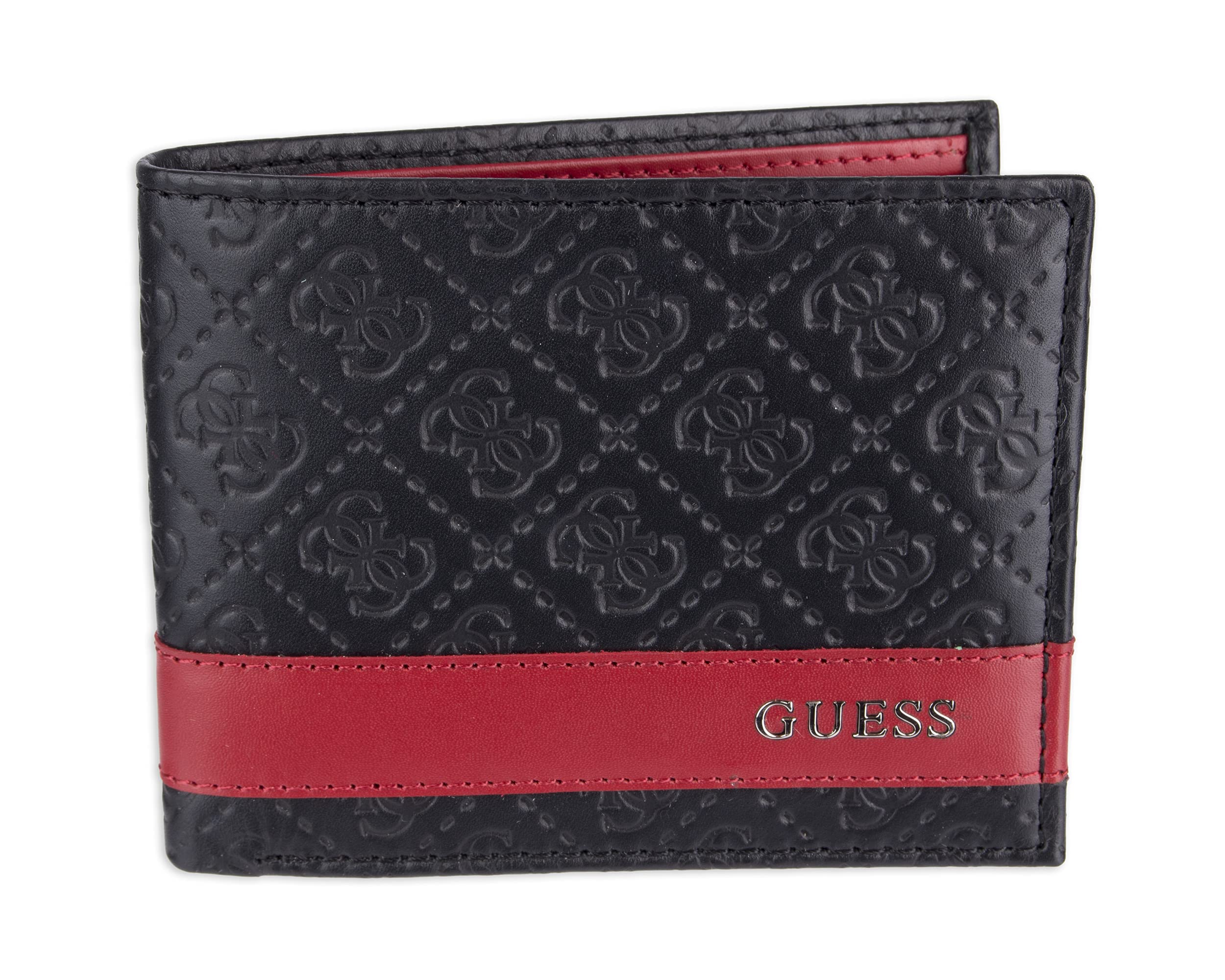 GUESS Men's Classic Bifold Leather Wallet with Multiple Card Slots, ID Window & Bill Compartment - Slim RFID Blocking Wallet for Everyday Carry, Travel & Business Use