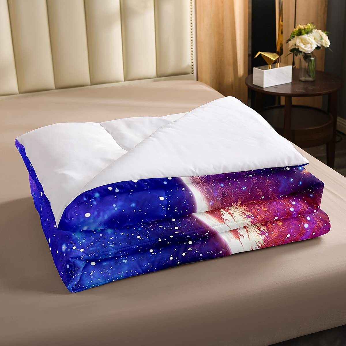 Dark Blue Galaxy Universe Comforter Set for Kids & Teens - Space Planets Pattern Bedding Collection (2-Piece Duvet Cover + 1 Pillowcase) - Perfect for Boys/Girls Bedroom Decor, Birthday Gifts & Astronomy Lovers