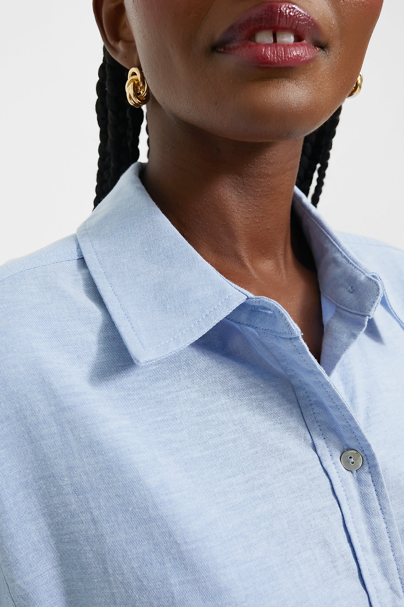 Blue Lightweight Oxford Aria Dress - Breathable Summer Casual Dress for Women | Perfect for Office, Travel & Outdoor Activities