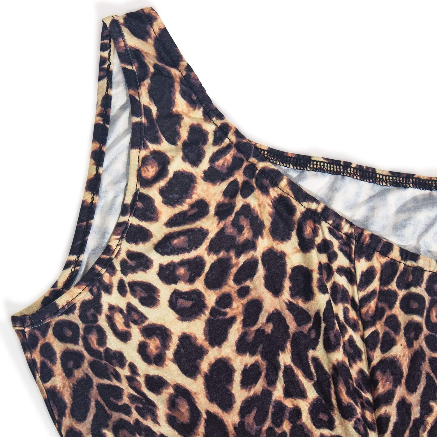 Sexy Leopard Print One Shoulder Jumpsuit for Women - Asymmetric Party Clubwear Romper with Long Pants | Perfect for Night Out, Club Parties & Special Events