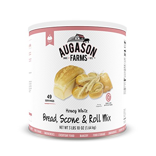 Augason Farms Honey White Bread Scone & Roll Mix 3 lbs 10 oz No. 10 Can 3-Pack - Emergency Food Supply, Camping & Baking Essentials for Homemade Bread & Pastries