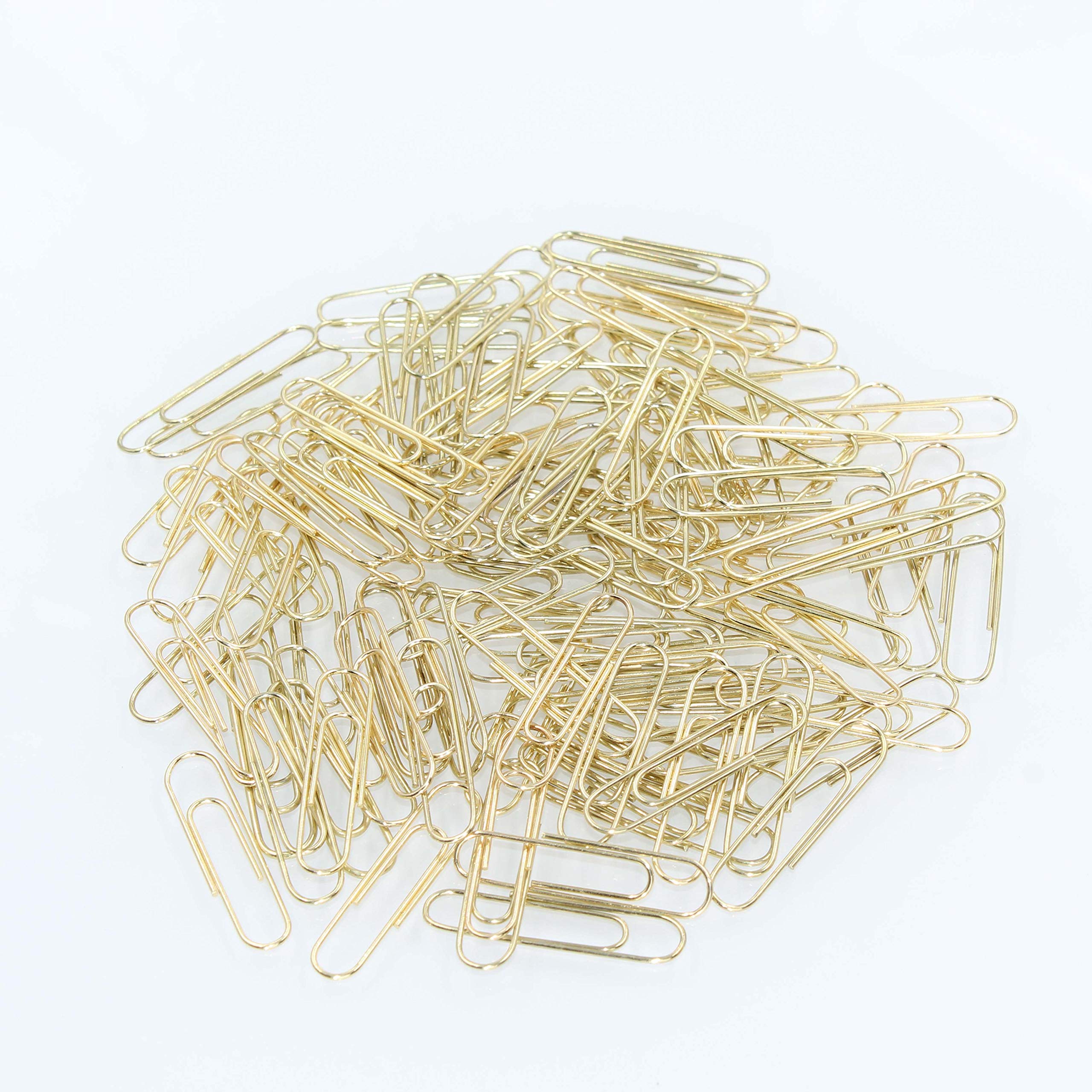 100pcs Golden Metal Paper Clips for Office, School & Home - 33mm Bulk Paper Clips with Plastic Storage Box - Perfect for Organizing Documents, Notes & Files