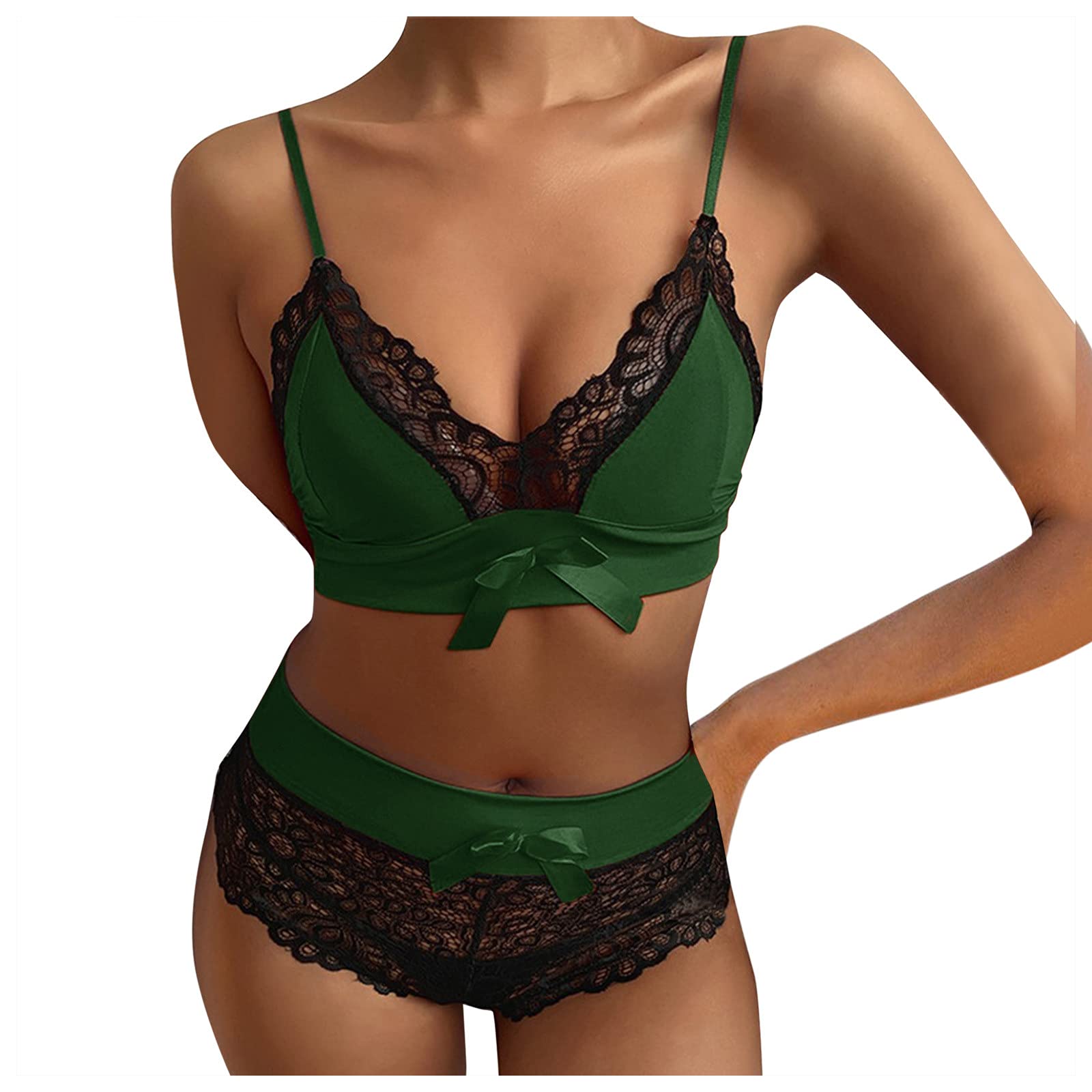 Sexy Lace Babydoll Lingerie Set for Women - Comfortable Pajama Shorts, Tops & Bra Outfit with Suspenders - Perfect for Sleepwear, Romantic Nights and Boudoir Photography