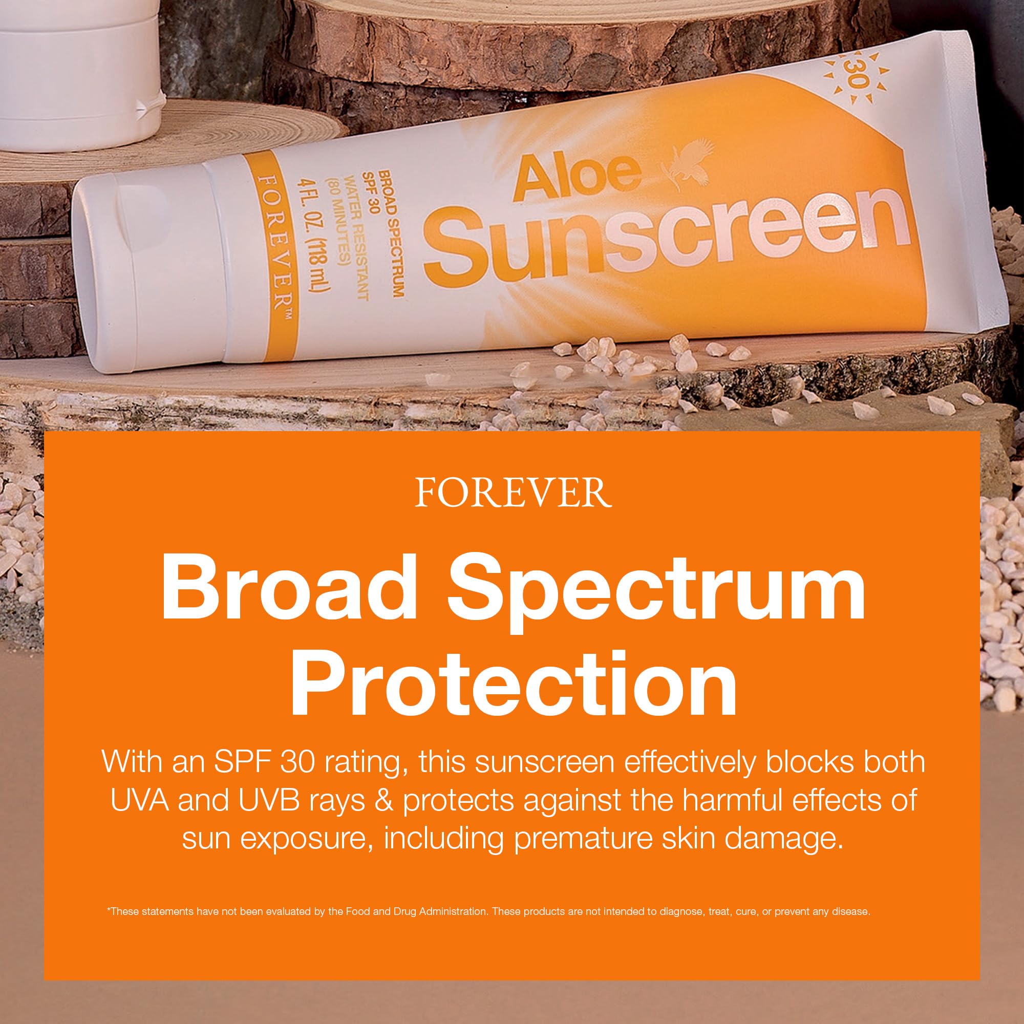 Forever Living Aloe Sunscreen SPF 30 - Natural Aloe Vera Moisturizer, Water-Resistant Broad Spectrum UVA/UVB Protection, 4 fl oz - Perfect for Beach, Swimming & Outdoor Activities